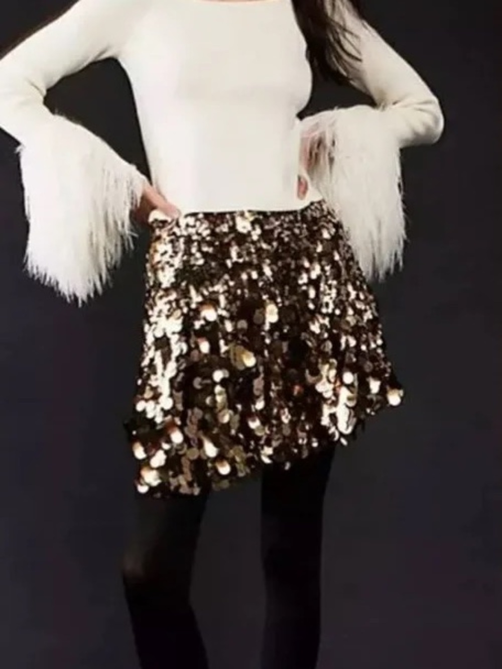 Free People Can't Get Enough Sequined Mini Skirt- Size 6